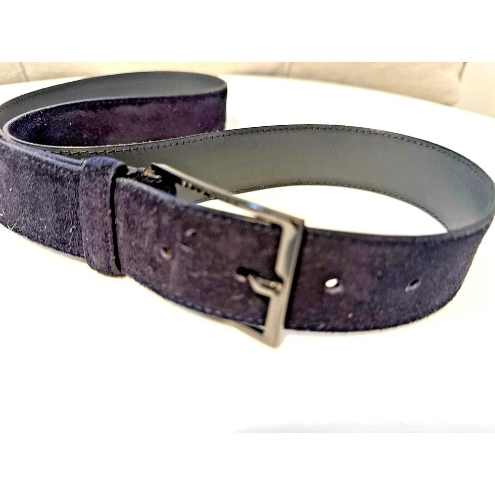 Hugo Boss Men's Genuine Blue Leather Belt Pin Buckle